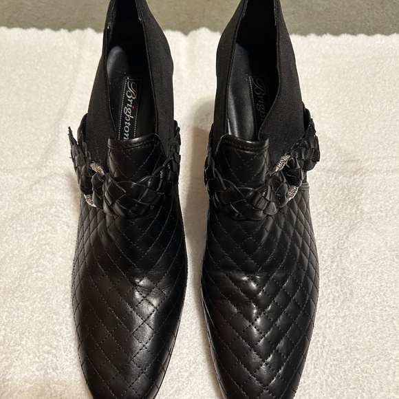 Brighton Roman Black Leather Heeled Ankle Boots - Picture 2 of 14